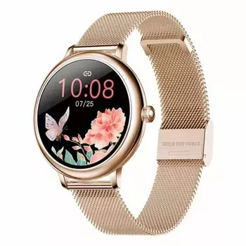 Smartwatch damski Garett Lady Julia RT złoty,stalowy na bransolecie w kolorze różowego złota (1).webp